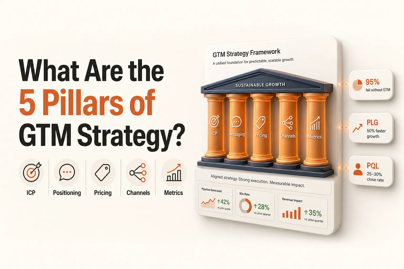 What are the 5 pillars of GTM strategy — ICP, positioning, pricing, channels, and revenue execution